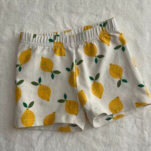Girls White Casual Shorts with Lemon Print – Summer Cotton – Size 4